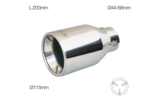 Simoni Racing Avgasspets Rund Rostfritt Stål - 115xL200mm - Montering 44-68mm, bild 2