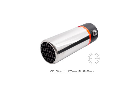 Simoni Racing Avgasspets Rund Rostfritt Stål - 60xL170mm - Montering 37-57mm, bild 5