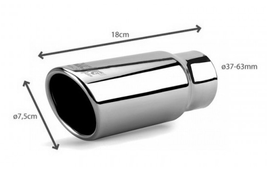 Simoni Racing Avgasspets Rund/Sned Rostfritt Stål - Diameter 76 - Längd 180 mm - Montering 37 - 63 mm, bild 2