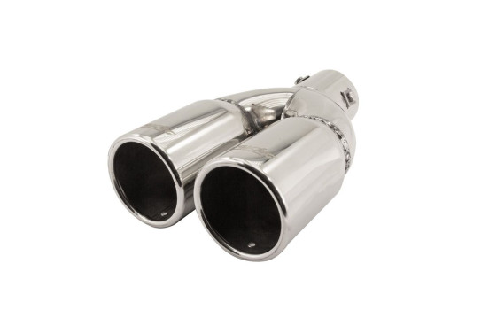 Simoni Racing Exhaust trim dubbel Stainless Steel Round - Diameter 76mm - Längd 230mm - 61mm Montering