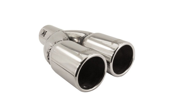Simoni Racing Exhaust trim dubbel Stainless Steel Round - Diameter 76mm - Längd 230mm - 61mm Montering, bild 3