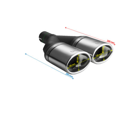 Ulter Sport Avgasspets - Dubbel Oval 120x80mm - Längd 250mm - Montering ->50mm - Rostfritt stål, bild 3