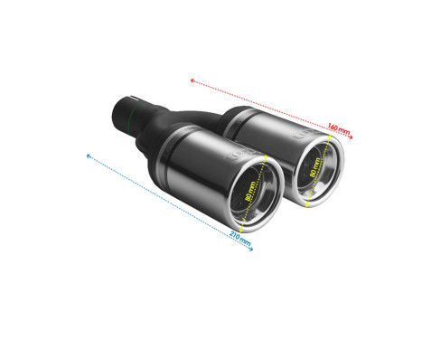 Ulter Sport Avgasspets - Dubbel rund 80mm - Längd 160mm - Montering ->50mm - Rostfritt stål, bild 3