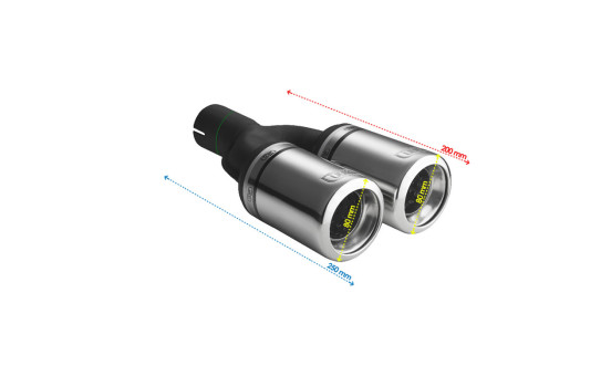 Ulter Sport Avgasspets - Dubbel rund 80mm Typ 2 - Längd 200mm - Montering ->50mm - Rostfritt stål, bild 3