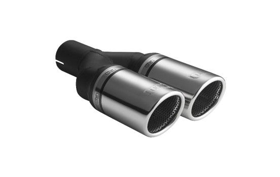 Ulter Sport Avgasspets - Dubbel rund 90mm RS - Längd 225mm - Montering ->50mm - Rostfritt stål, bild 2