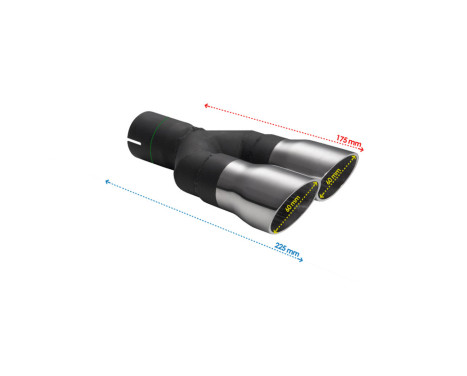 Ulter Sport Avgasspets - Dubbelrunda 60mm Race - Längd 175mm - Montering ->50mm - Rostfritt stål, bild 3