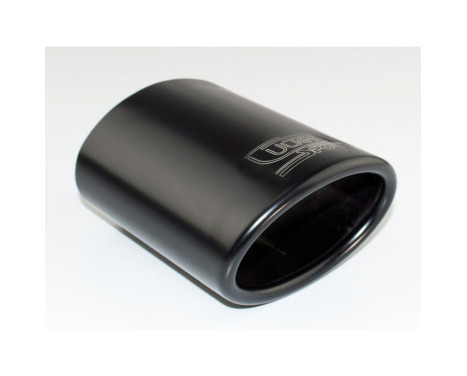 Ulter Sport Avgasspets - Oval 95x65mm vinklad - Längd 120mm - Montering 40-55mm - Svart rostfritt stål