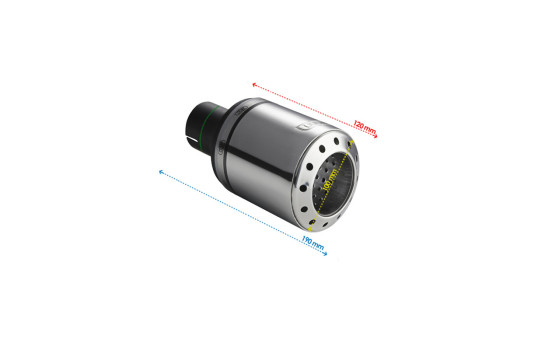 Ulter Sport Avgasspets - Rund 100mm Kula - Längd 120mm - Montering ->50mm - Rostfritt stål, bild 3