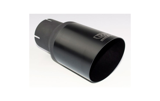 Ulter Sport Avgasspets - Rund 90 mm vinklad - Längd 180 mm - Montering ->55 mm - Svart rostfritt stål