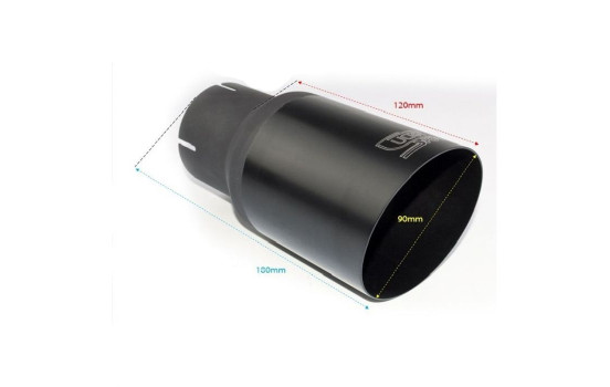 Ulter Sport Avgasspets - Rund 90 mm vinklad - Längd 180 mm - Montering ->55 mm - Svart rostfritt stål, bild 2