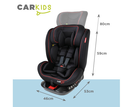 Carkids I-Size Barnstol Darcy 360° Vridbar 40-150cm Isofix Svart/Röd, bild 2