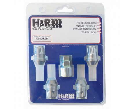 H&R Hjullåsuppsättning M12x1.25 konisk - 4 låsmuttrar inkl. Adapter