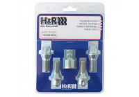 H&R Hjullåsuppsättning M12x1.25x36mm platt - 4 låsbultar inkl. Adapter