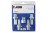 H&R Hjullåsuppsättning M12x1.50 platt - 4 låsmuttrar inkl. Adapter