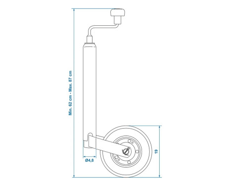 Jockeyhjul 48mm fälg metall med gummidäck 200x50mm, bild 7