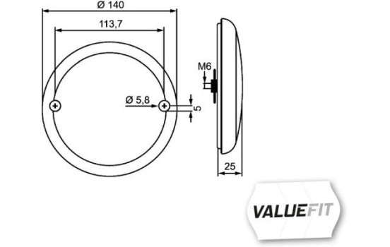 Dimbakljus LED 10-30V Ø140mm, bild 2