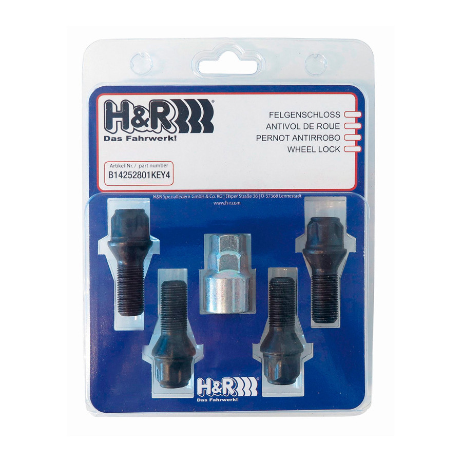 H&R Wheel lock set R14 M14x1.50x28mm Round-Head - 4 wheel lo