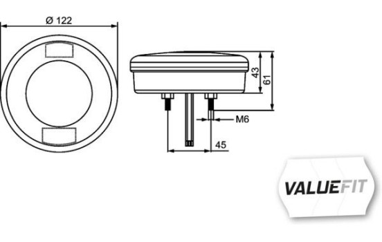 Feu antibrouillard arrière à LED 10-30 V Ø122 mm