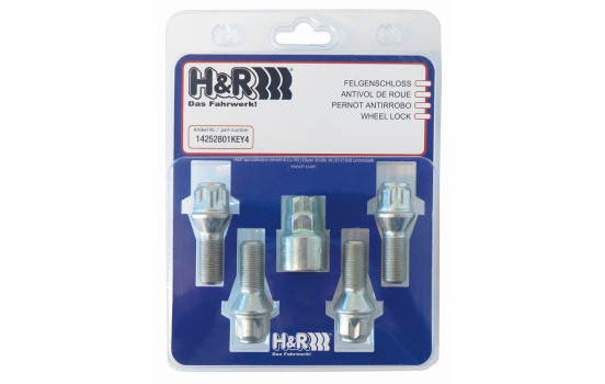 H&R Kit antivol M12x1.25x30mm conique - 4 boulons de blocage avec adaptateur