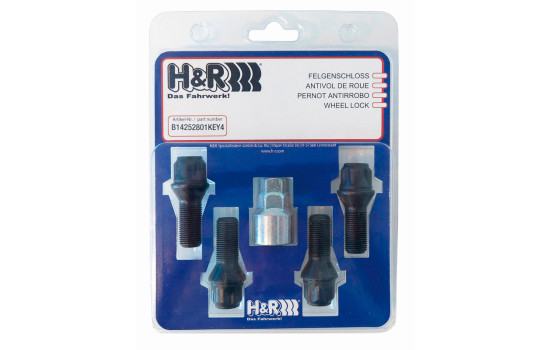 H&R Wheel lock set R13 M14x1.50x27mm bolconian Black - 4 boulons de blocage avec adaptateur, Image 3