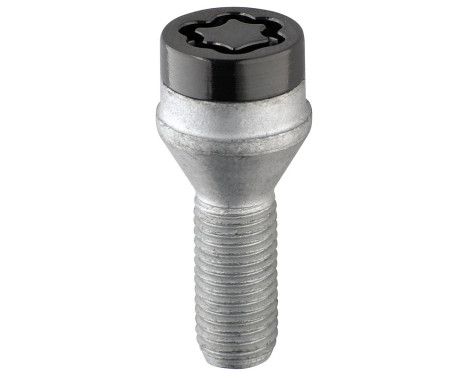 Jeu de Boulons de Carrosserie McGard M14x1,50 Noir - Convexe R14 - Longueur 45mm (tête 17mm)