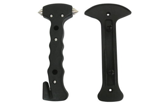 Marteau d'urgence avec couteau à bande - noir - avec support, Image 2