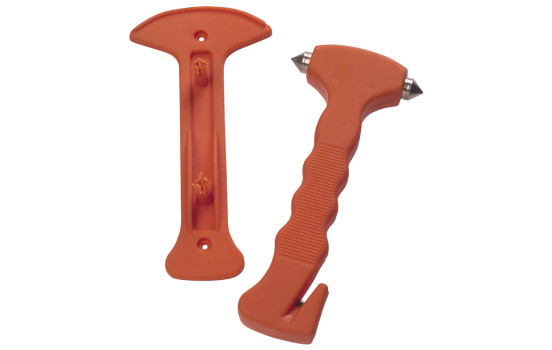 Marteau d'urgence avec couteau à bande - orange - avec support, Image 2
