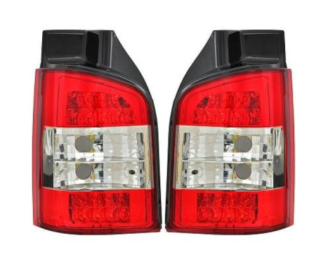 Bakre lampor lämpliga för Volkswagen Transporter T5 03- LED röd / klar (baklucka) 2272995 Diederichs