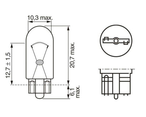 Bosch Glödlampa, backljus W2.1x9.5d