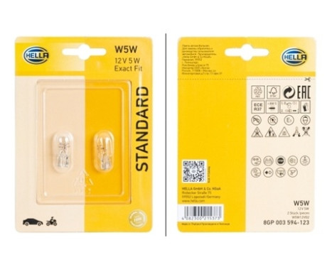 Hella Standard W5W, 12V5W (2 stycken)