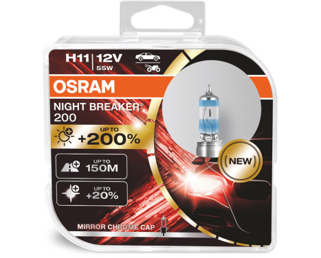 Osram Night Breaker 200 halogenlampor - H11 - 12V/60-55W - set med 2 delar, bild 3
