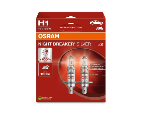 Osram Night Breaker Silver 12V H1 55W - 2 st, bild 3