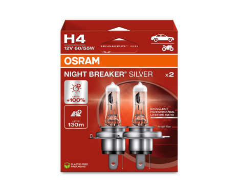 Osram Night Breaker Silver 12V H4 60/55W - set med 2 delar