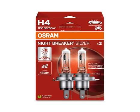 Osram Night Breaker Silver 12V H4 60/55W - set med 2 delar, bild 3