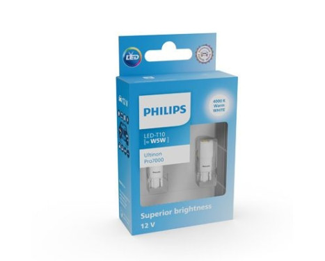 Philips Ultinon PRO7000 - T10 - W5W - 12V - Vit 4000K - 11961WU70X2, bild 2