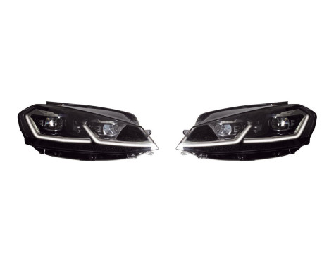 Set 7.5-Look LED-strålkastare lämplig för Volkswagen Golf VII 2012-2017 - Svart - inkl. DRL