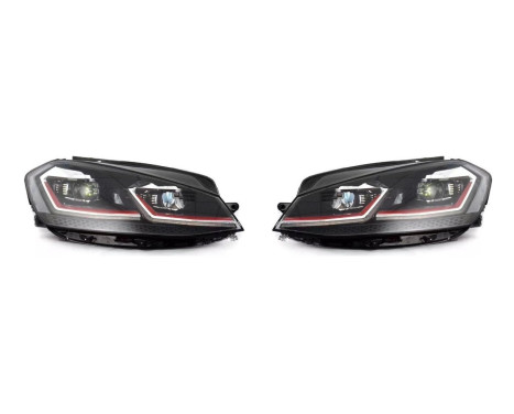 Set LED Strålkastare lämplig för Volkswagen Golf VII Facelift (7.5) 2017- - Svart/Röd - inkl. DRL