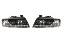 Set strålkastare DRL-Look lämplig för Audi A4 B6 Cabriolet 2002- - Svart