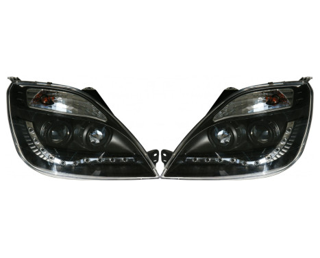 Set strålkastare DRL-Look lämplig för Ford Fiesta VI 2002-2008 - Svart - inkl. Motor