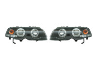 Set strålkastare lämplig för BMW 3-serie E46 Coupe/Cabrio 1999-2002 - Svart - inkl Angel-Eyes