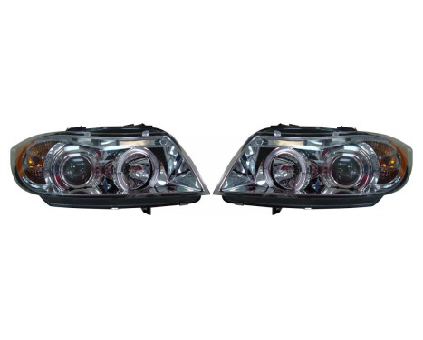 Set strålkastare lämplig för BMW 3-serie E90/E91 Sedan/Touring 2005-2008 - Krom - inkl Angel-Eyes