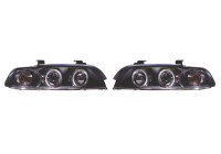 Set strålkastare lämplig för BMW 5-serie E39 1996-2003 - Svart - inkl Angel-Eyes