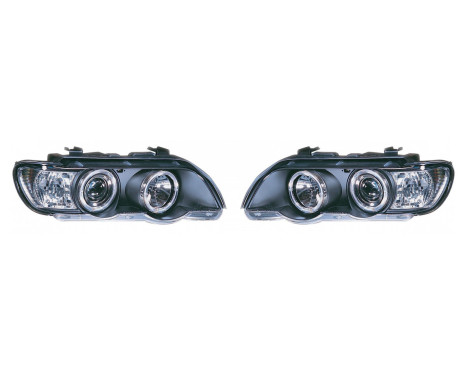 Set strålkastare lämplig för BMW X5 E53 2000-2004 - Svart - inkl Angel-Eyes