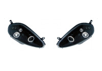 Set strålkastare lämplig för Fiat Grande Punto 2005-2008 - Svart - inkl Angel-Eyes