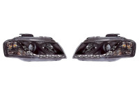 Set strålkastare lämplig för inkl. DRL Audi A3 8P 2003-2008 - Svart