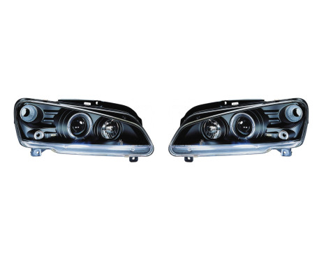 Set strålkastare lämplig för Peugeot 106 1996- - Svart - inkl Angel-Eyes & Indicators