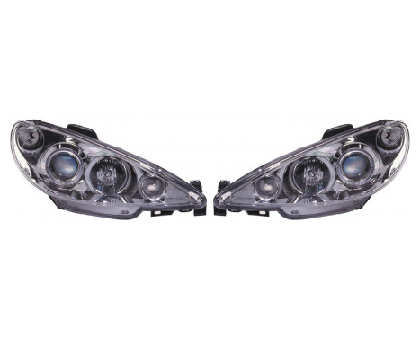 Set strålkastare lämplig för Peugeot 206 2002- inkl GTi 1999- - Krom - inkl Angel-Eyes