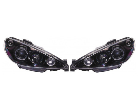 Set strålkastare lämplig för Peugeot 206 2002- inkl GTi 1999- - Svart - inkl Angel-Eyes