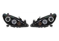 Set strålkastare lämplig för Peugeot 307 2001-2005 - Svart - inkl Angel-Eyes