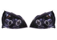 Set strålkastare lämplig för Renault Clio II Facelift 2001-2005 - Svart - inkl Angel-Eyes